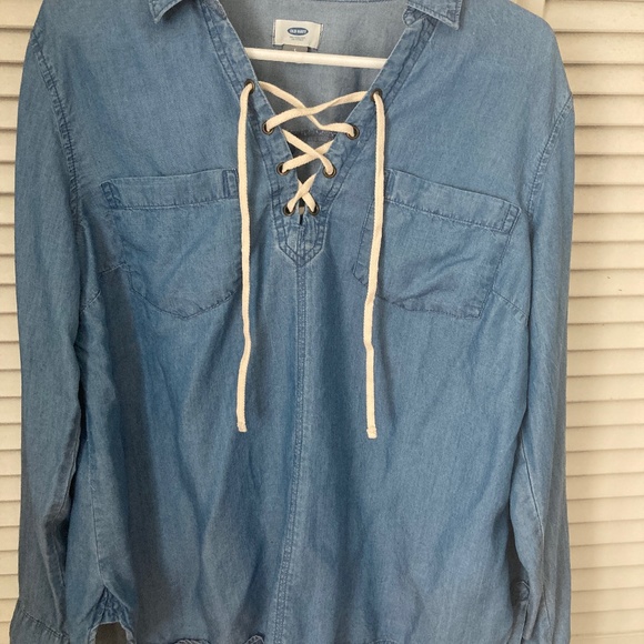 Old Navy Tops - Old navy womens denim shirt with lace up front